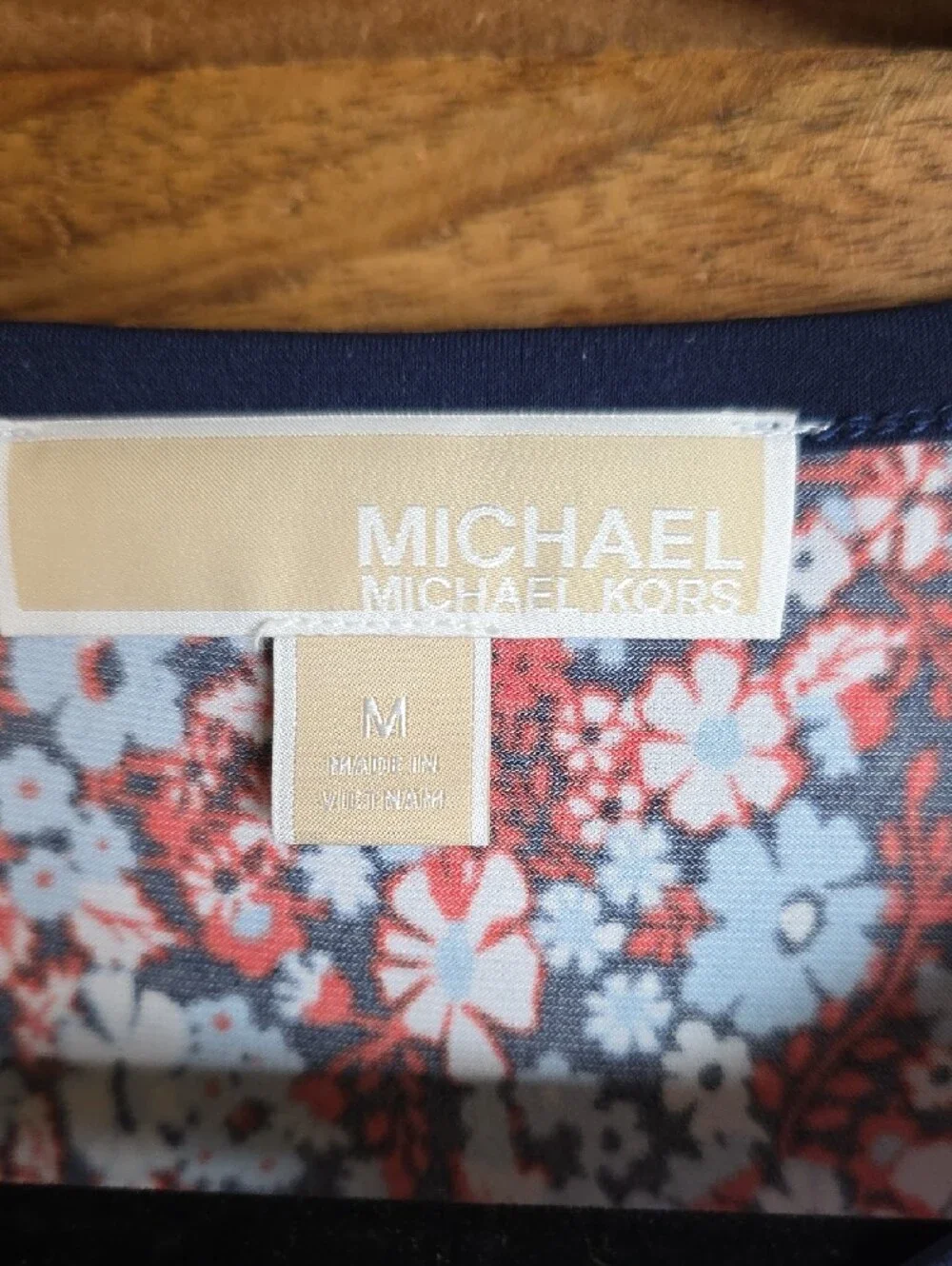 Michael Kors Navy Dress with Blue and Red Floral Print